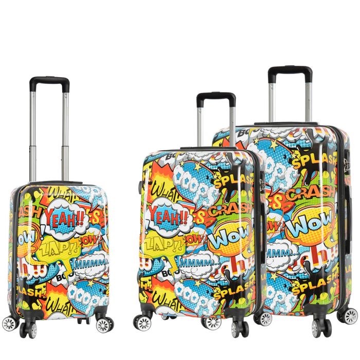 Lot de 3 valises rigides 36820S 55, 66 et 76 cm Comics