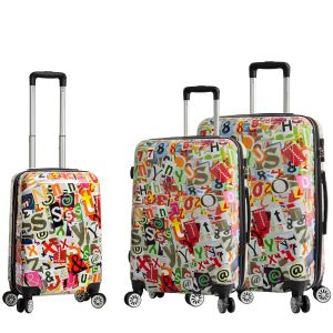Lot de 3 valises rigides 36820F 55, 66 et 76 cm Letters papers