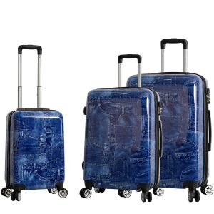Lot de 3 valises rigides 36820D 55, 66 et 76 cm Jeans