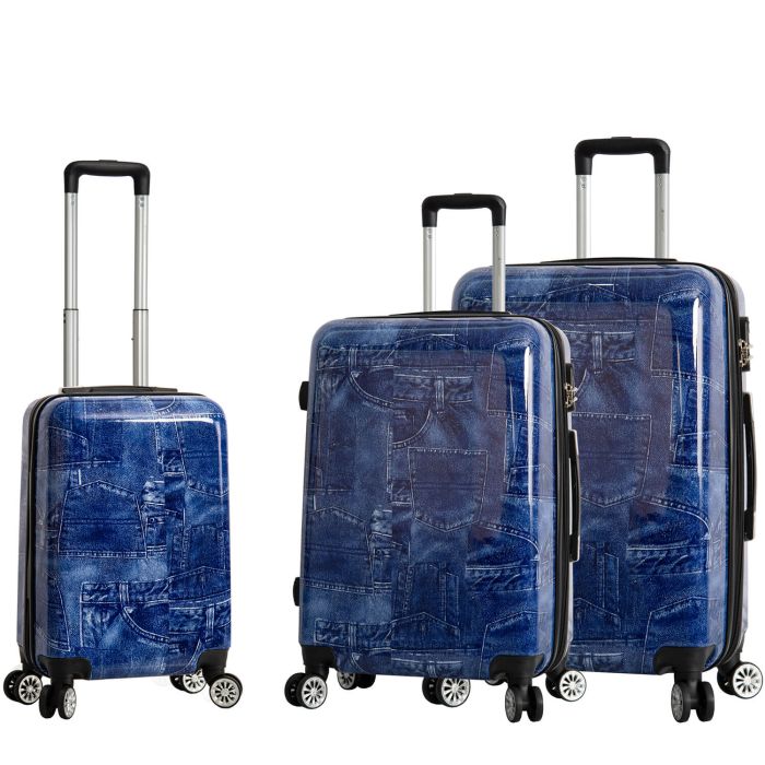 Lot de 3 valises rigides 36820D 55, 66 et 76 cm Jeans