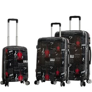 Lot de 3 valises rigides 36820B 55, 66 et 76 cm Music black & red