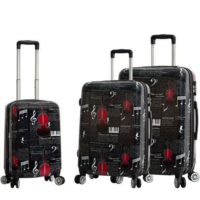 Lot de 3 valises rigides 36820B 55, 66 et 76 cm Music black & red
