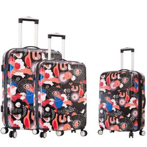 Lot de 3 valises rigides B85803 55, 65 et 75 cm Birds & flowers black