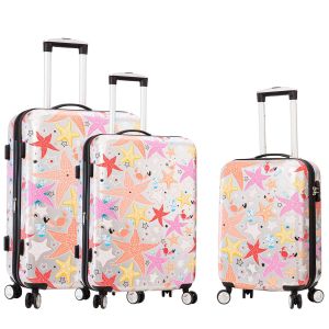 Lot de 3 valises rigides C85803 55, 65 et 75 cm Coquillages et crustacés white