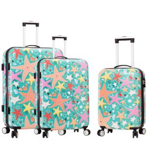 Lot de 3 valises rigides C85803 55, 65 et 75 cm Coquillages et crustacés blue