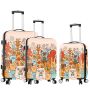 Lot de 3 valises rigides A85803 55, 65 et 75 cm Animals party rose gold