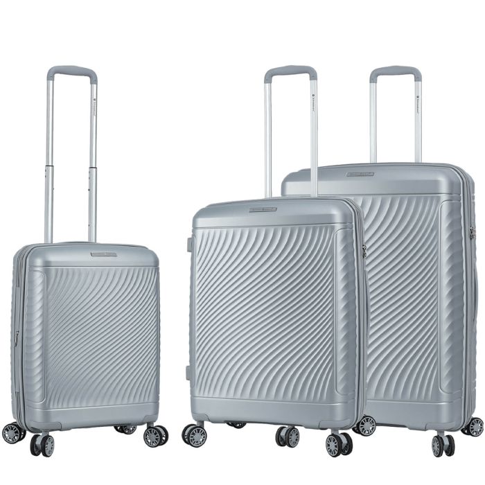 Lot de 3 valises rigides S49703 Extensibles 55, 65 et 76 cm Gris