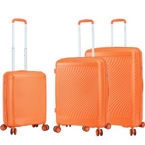 Lot de 3 valises rigides S49703 Extensibles 55, 65 et 76 cm Orange