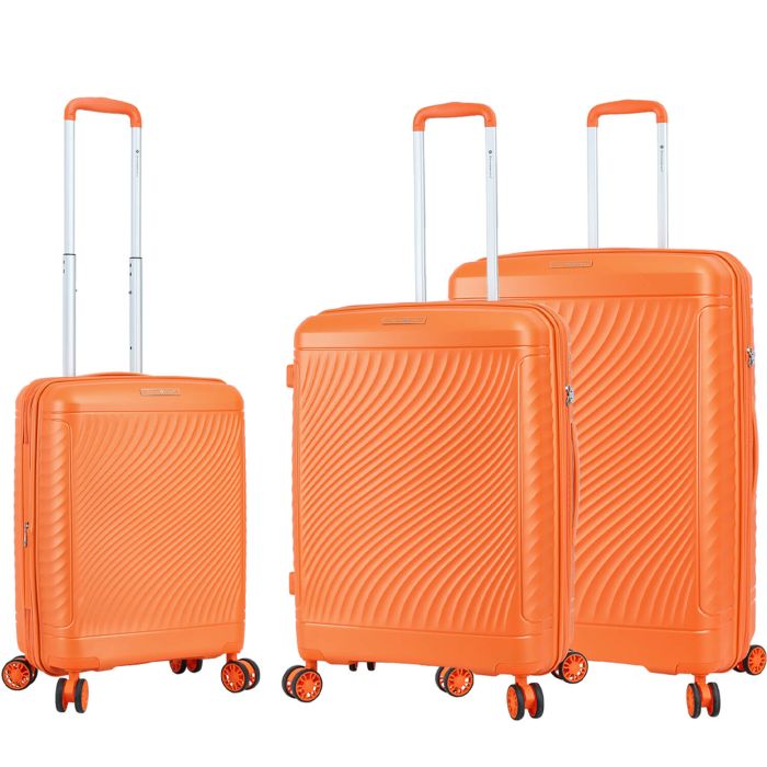 Lot de 3 valises rigides S49703 Extensibles 55, 65 et 76 cm Orange