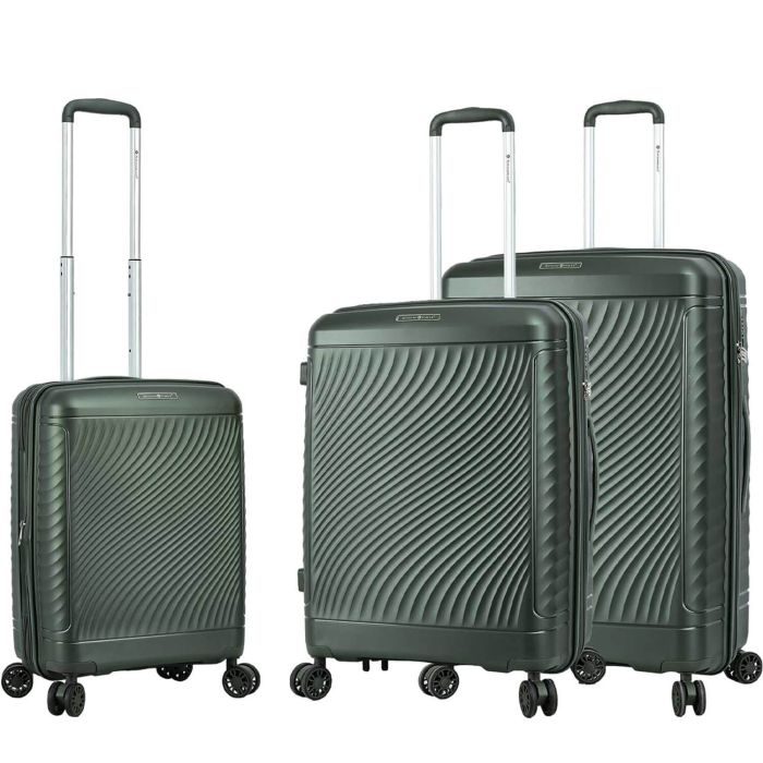Lot de 3 valises rigides S49703 Extensibles 55, 65 et 76 cm Vert foncé