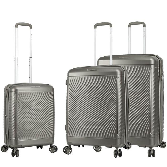 Lot de 3 valises rigides S49703 Extensibles 55, 65 et 76 cm Champagne