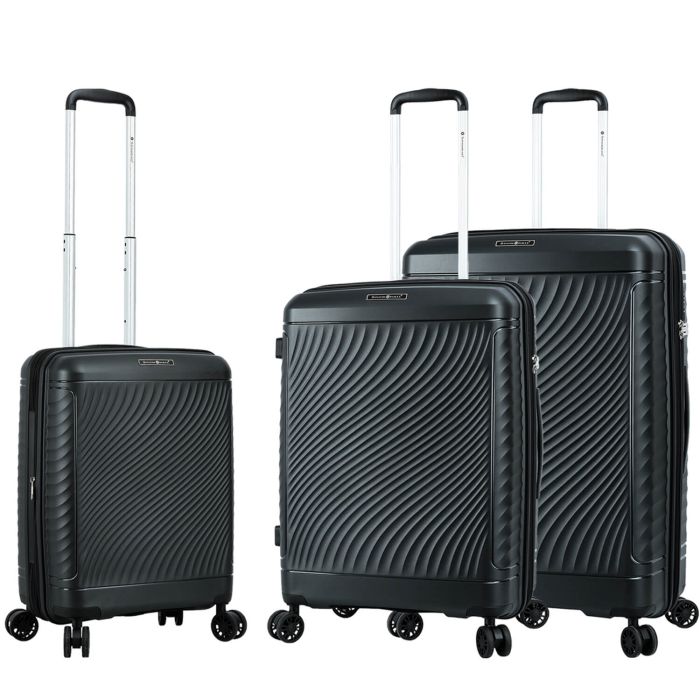Lot de 3 valises rigides S49703 Extensibles 55, 65 et 76 cm Noir