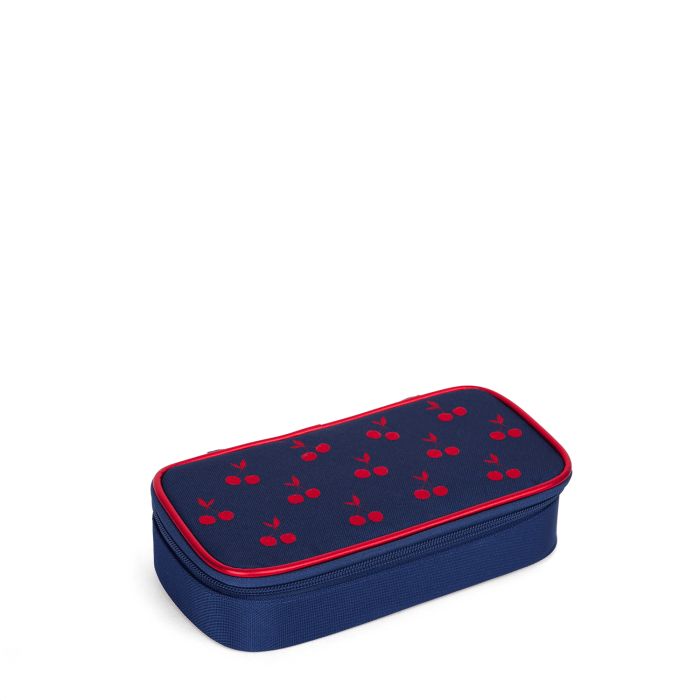 Trousse Simple Velvet Cherries 21 cm Bleu et Rouge
