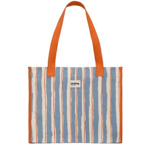 Sac shopping Claude 40 cm Rayures Large Bleu