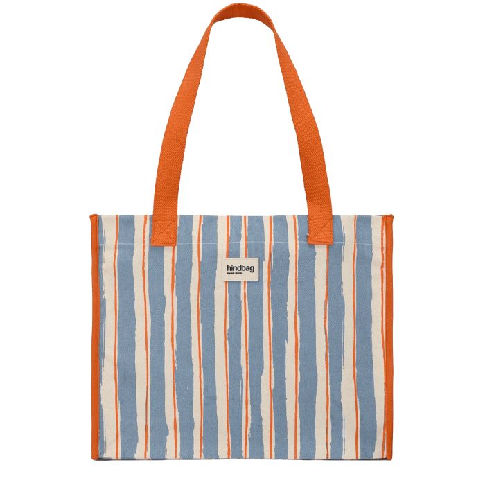 Sac shopping Claude 40 cm Rayures Large Bleu