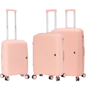 Lot de 3 valises rigides M65103 Extensibles 55, 67 et 77 cm Rose