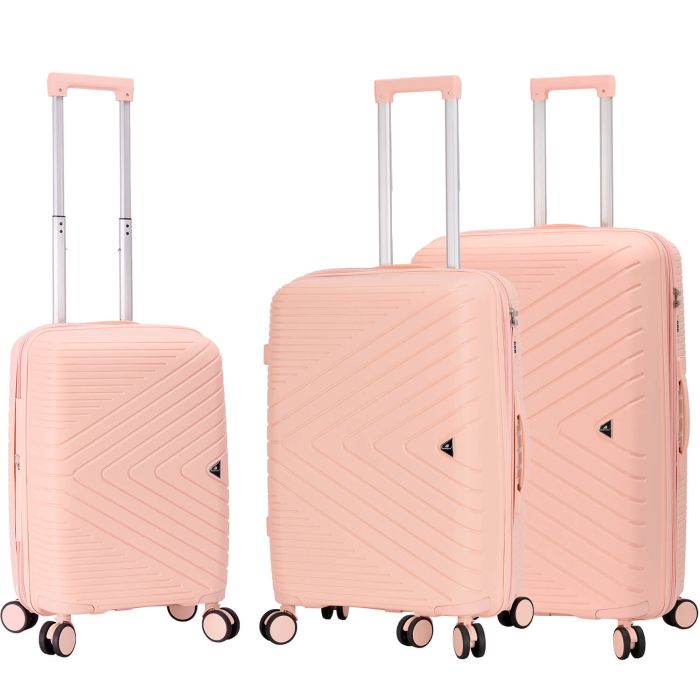 Lot de 3 valises rigides M65103 Extensibles 55, 67 et 77 cm Rose