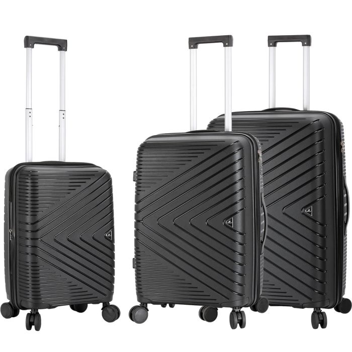 Lot de 3 valises rigides M65103 Extensibles 55, 67 et 77 cm Noir