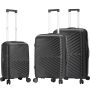 Lot de 3 valises rigides M65103 Extensibles 55, 67 et 77 cm Noir
