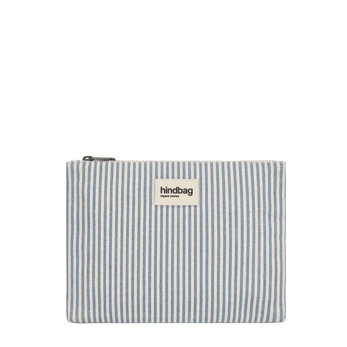 Pochette Ema 25 cm Rayures Fines Bleu