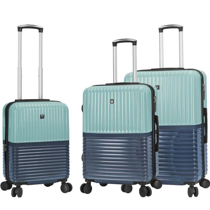 Lot de 3 valises rigides 65303 Extensible et coque bicolore 55, 66 et 76 cm Aqua green
