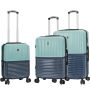 Lot de 3 valises rigides 65303 Extensible et coque bicolore 55, 66 et 76 cm Aqua green