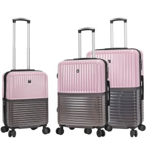 Lot de 3 valises rigides 65303 Extensible et coque bicolore 55, 66 et 76 cm Rose