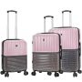 Lot de 3 valises rigides 65303 Extensible et coque bicolore 55, 66 et 76 cm Rose