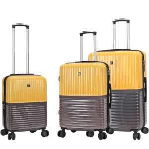 Lot de 3 valises rigides 65303 Extensible et coque bicolore 55, 66 et 76 cm Jaune