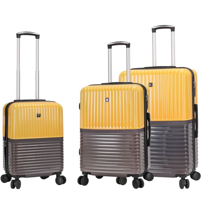 Lot de 3 valises rigides 65303 Extensible et coque bicolore 55, 66 et 76 cm Jaune