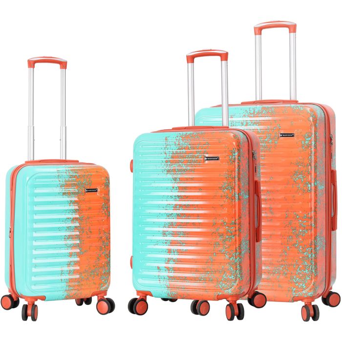 Lot de 3 valises rigides 65203 Extensible et coque bicolore 55, 66 et 76 cm Orange