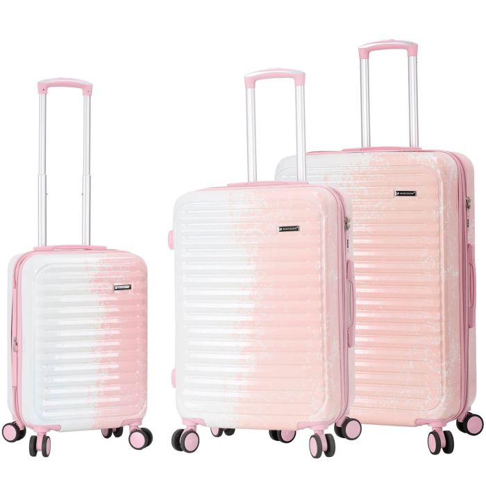 Lot de 3 valises rigides 65203 Extensible et coque bicolore 55, 66 et 76 cm Rose