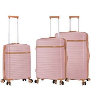 Lot de 3 valises rigides 63703 Extensibles 55, 66 et 76 cm Rose