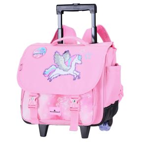Cartable à roulettes scolaire T61338 Licorne enchantée 38 cm Rose