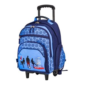 Sac à dos à roulettes scolaire T46142 Foot 48 cm Bleu