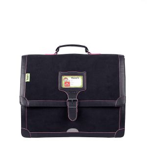 Cartable scolaire Les Cuirs 38 cm Bleu Marine/Rose Fluo