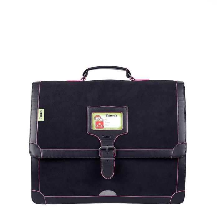 Cartable scolaire Les Cuirs 38 cm Bleu Marine/Rose Fluo