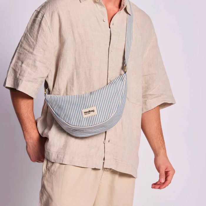 Sac banane Andréa 32 cm Rayures fines bleu