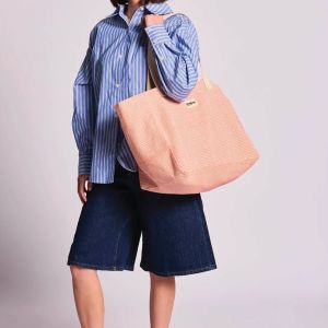 Sac shopping Claude 40 cm Tressage Corail