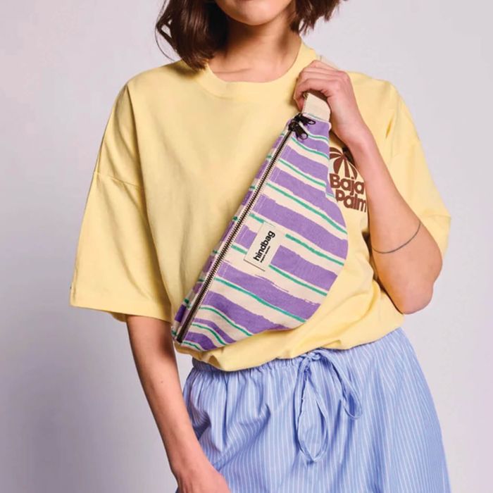 Sac banane Olivia 32 cm Rayures vert et parme
