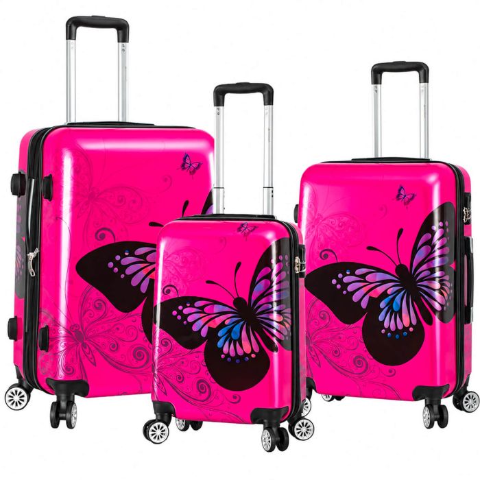 Lot de valises 26820B Extensibles 76, 66 et 55 cm Rose fuchsia