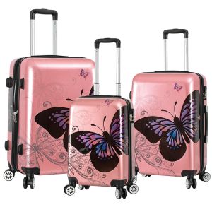Lot de valises 26820B Extensibles 76, 66 et 55 cm Rose
