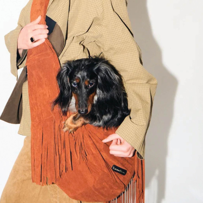 Sac de transport Cross Body à franges 50 cm Camel