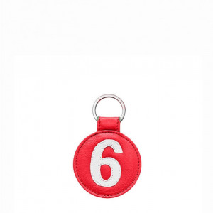 Porte-clés Numéro 6 en cuir recyclé Rouge Porte-clés Numéro 6 en cuir recyclé Rouge