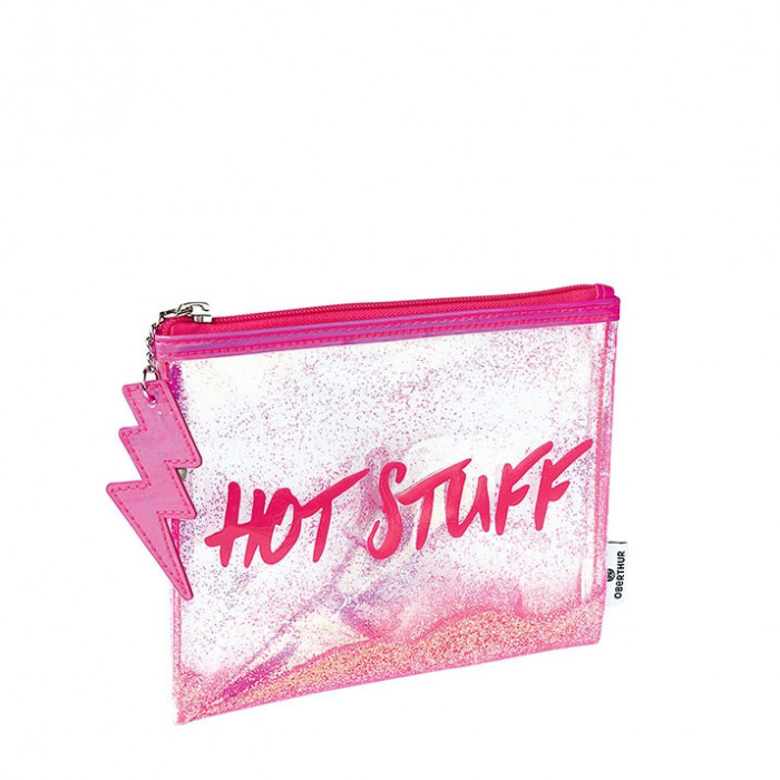 Trousse simple Glitter 22cm Rose