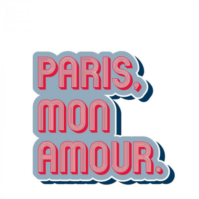 Autocollant sticker recyclé French coeur Paris mon amour