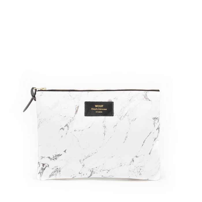 Pochette large XL 28cm White marble